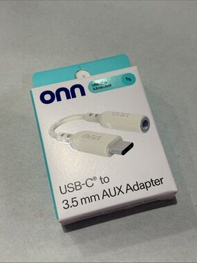 Onn USB-C to 3.5mm AUX Adapter - White new sealed